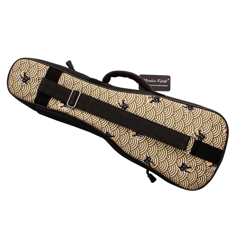 MUSIC FIRST Canvas Vintage Style "Fortune Cats (Maneki Neko)" Ukulele case ukulele bag ukulele gig bag (21 inch Soprano, Fortune Cats) - Image 2